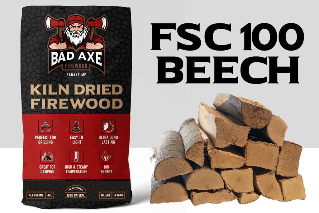 Bad Axe Firewood - Beech 40L Sack Approx 15kg